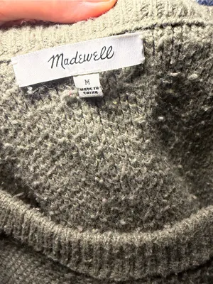 Madewell Province Textured Knit cross-back pullover sweater green medium. thumbnail 6