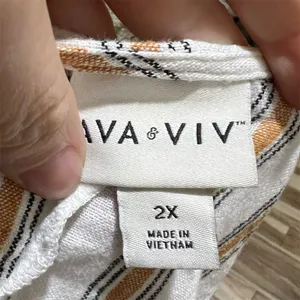Ava & Viv Women's 2XL Striped V-Neck Blouse Tie Front Multicolor thumbnail 7