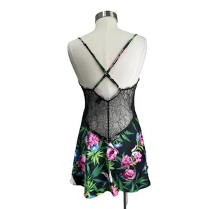 Victoria's‎ Secret Floral Lace Trim Slip Mini Dress Lingerie Size L thumbnail 3