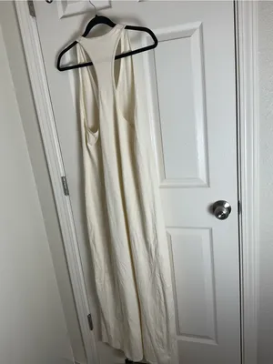 Title: NWT Zara Ecru White 100% Cotton Racerback Maxi Dress Size M thumbnail 7