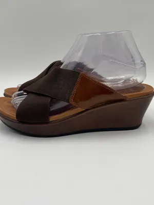 Dansko Ava Brown stretch Fabric Wedge Sandals Slip On Women's Size 38 US 7.5-8 thumbnail 2