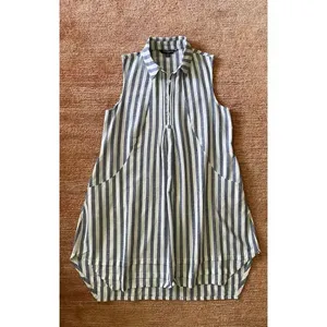 Sharagano Blue White Striped Sleeveless Tunic Top Dress Pockets Women’s M thumbnail 2