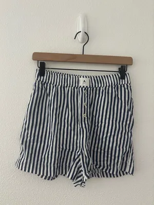 Anthropologie the wren striped boxer shorts in blue and white thumbnail 2