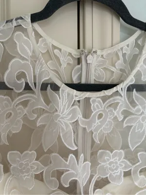 ELIZA J Embroidered Bodice Ivory Wide Leg Jumpsuit Size 12 thumbnail 6