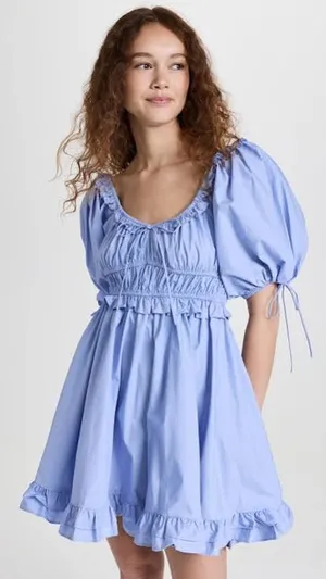 Dress S En Saison mini blue puff sleeve ruffle Coquette babydoll cottage core thumbnail 1