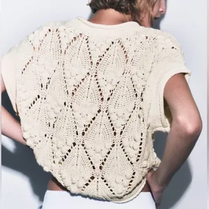 Zara Cream Knit Cropped‎ Top Sweater thumbnail 11