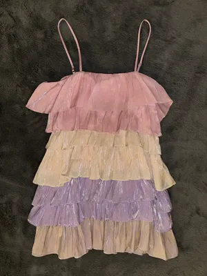 Francesca's Shimmer Ruffle Dress thumbnail 2