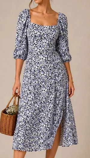 Abercrombie & Fitch Ditsy Floral Midi Dress Size M Tall Cottage Prairie Romantic thumbnail 1