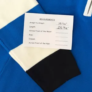 NEVE Quarter Zip Ski Sweater Blue White Striped Black Cuffs 100% Cotton X-Large thumbnail 13