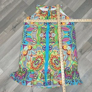 Jade‎ Melody Tam Multi Floral Print Ruffle Hem Tunic Halter Dress Medium thumbnail 10