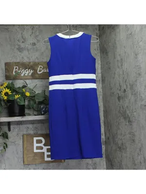 NY Collection Colorblock 2-Piece Dress and Jacket Set Sapphire Blue / White 6P thumbnail 3