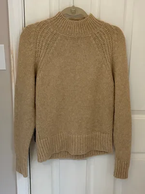 Ann Taylor Wool Blend Mockneck Sweater in Camel thumbnail 1