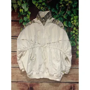 Free People She Fly Jacket Coat White Hood Layered Embroidered Aztec XS Oversize thumbnail 5