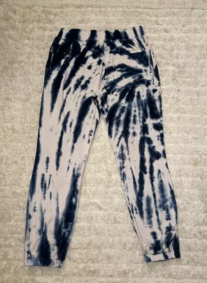 Young, Fabulous & Broke athleisure teal/cream tie-dyed joggers Size Large thumbnail 6