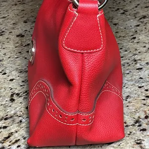 Dooney & Bourke Red Pebbled Leather Hobo Shoulder Bag - EUC thumbnail 4