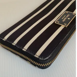 Kate Spade New York Black White Striped Zip Around Wallet Continental Purse thumbnail 7