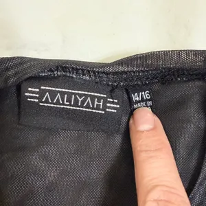 Aaliyah Mesh Long Sleeve Crop Top Black Graphic XS‎ (14-16) Y2K 90s Streetwear thumbnail 5
