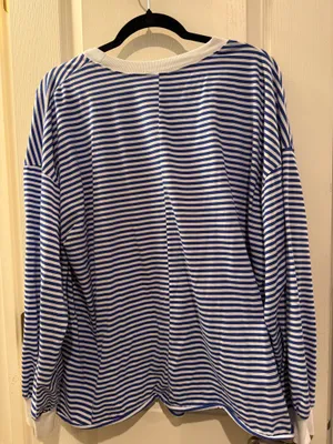 Blue striped long sleeve top thumbnail 1