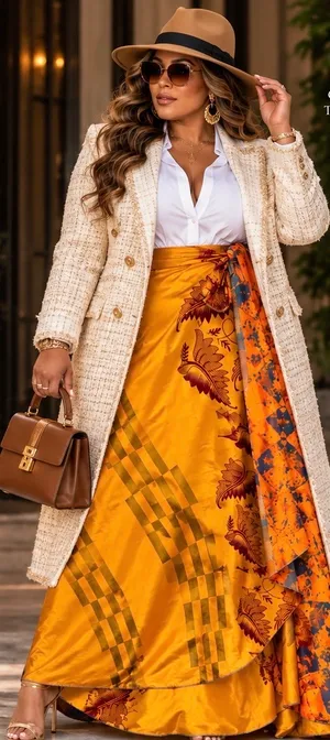 The Sunset Golden Bloom Reversible Indian Silk Wrap Skirt thumbnail 1