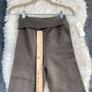 🆕 Vintage Havana Olive Grey Slim Fit Knit Fold Over Flare Pant Elevated Lounge thumbnail 3