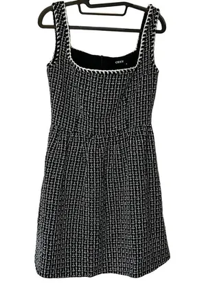 Cider NWOT Women's Black and White Tweed Babydoll Mini Dress thumbnail 2