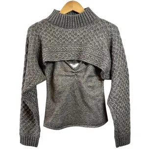 NWT Anthropologie ASTR The Label Taupe Cable-Knit Sweater Shrug Set Size M/L thumbnail 4
