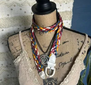American Vintage Vintage Colourful‎ boho indie braided leather belt thumbnail 1