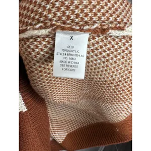 Arula Sweater Womens X Brown Retro Wave Print Crewneck Knit Pullover Plus Top thumbnail 3