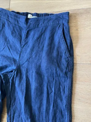 Joie Navy Blue Wide-Leg Pull-On Pants Size Medium 100% Linen thumbnail 6