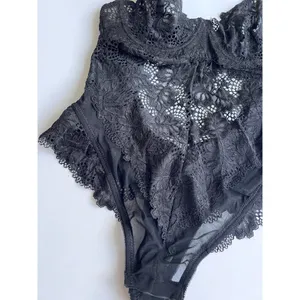 OH LA LA CHERI Women's Unlined Lace Lingerie Teddy with Underwire Black size Sma thumbnail 3