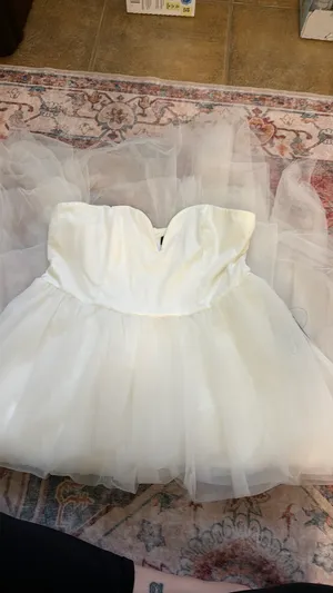 NWT Lulus White High Low Bridal Dress thumbnail 2