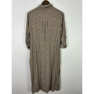 VICI Leopard Print Maxi‎ Shirt Dress Large Long Sleeve Button Up Duster Boho Mod thumbnail 2