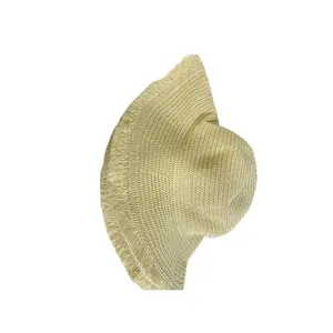 Straw Hat Womens OS Frayed‎ Edge Beach Vacation Tan Packable thumbnail 6