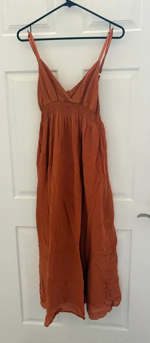 Derek Heart Rust Orange Smocked Bodice Maxi Dress thumbnail 1
