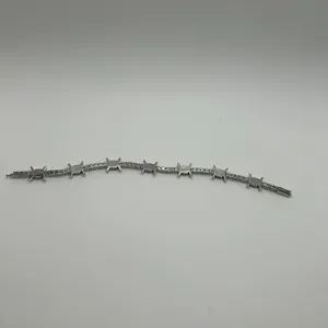 Mens Moissanite Barbwire Tennis Bracelet 8 Inch Real Silver Iced Plated Bold thumbnail 4
