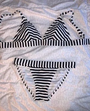 Striped Waffle Knit Swimsuit thumbnail 1