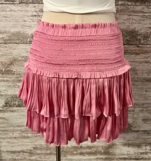 Pink Satin Ruffled Mini Skirt thumbnail 4