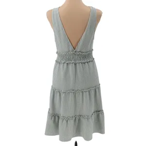 American‎ Eagle Green Gingham Dress Womens Size M Ruffle Smocked Waist Tiered thumbnail 4