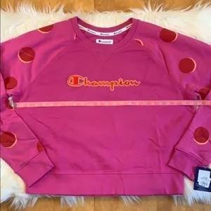 NWT Champion Campus french terry crew neck sweatshirt peony pink XL thumbnail 4