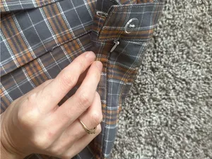 Pleated Gray & Tan Plaid Mini Skirt thumbnail 5