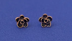 14K Rose Gold Plated Flower Stud Earrings for Women thumbnail 1