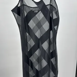 Black sheer silky asymmetrical M nightgown chemise sexy pajamas slinky vintage thumbnail 7