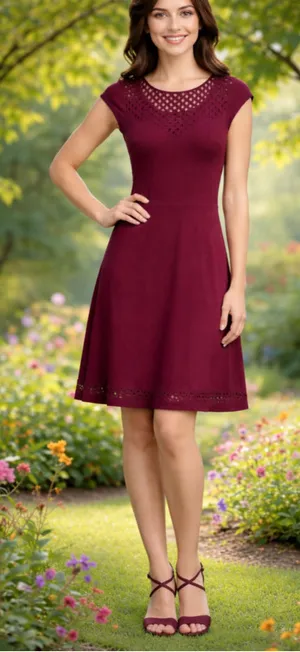 Women's Cape Juby Burgundy Midi Dress Size XS thumbnail 1