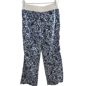 Lilly Pulitzer Women's Beach Mid Rise Linen Palazzo Pants Oyster Bay Blue White thumbnail 9