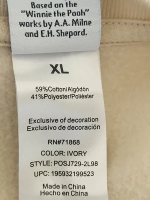 Disney Cream Winnie the Pooh Sweatshirt Crew Neck Size XL thumbnail 9