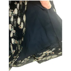 NWT Anthropologie Maeve V-Neck Lurex Tiered Mini Dress Navy Metallic Size Medium thumbnail 11