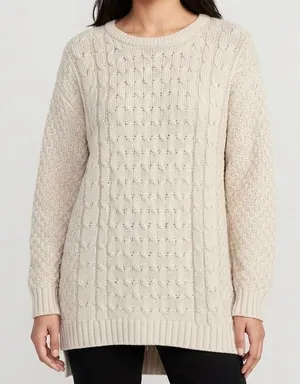 Old Navy Cable Knit Crewneck Tunic Sweater – Cream / Oatmeal (Size M) thumbnail 1