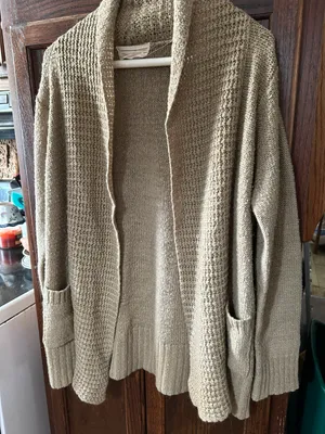 Cardigan Sweater By Ambience Dk Beige Size Large thumbnail 1