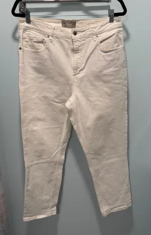 Everlane The Curvy Cheeky Jean White 31‎ Crop High Rise Minimalist Casual thumbnail 1