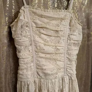 Just Me Ivory Delicate Lace Spaghetti Strap Romantic Midi Dress Medium thumbnail 3